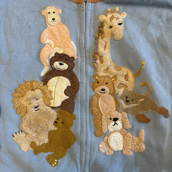 Storybook Knits Blue and Cream Cardigan 3X - Picture 2 of 8